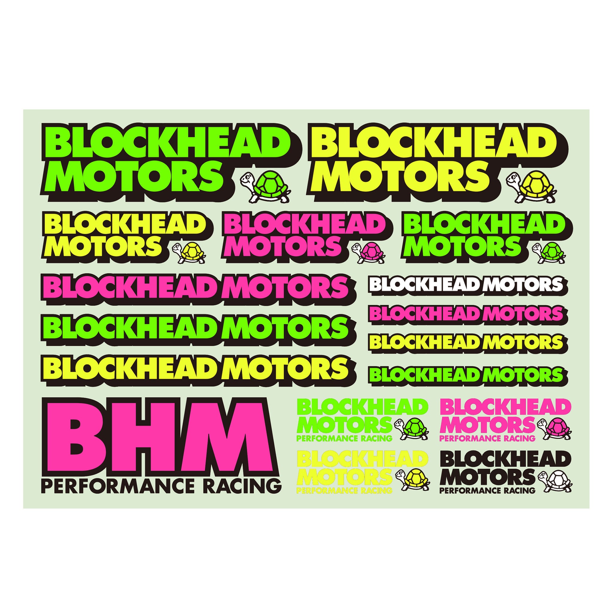 Blockhead Motors Gothic Logo Decal Sheet - Fluorescent Ver.